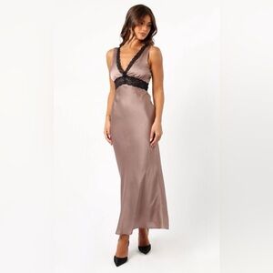Petal & Pup Brennan Maxi Satin Lace Trim Slip Dress